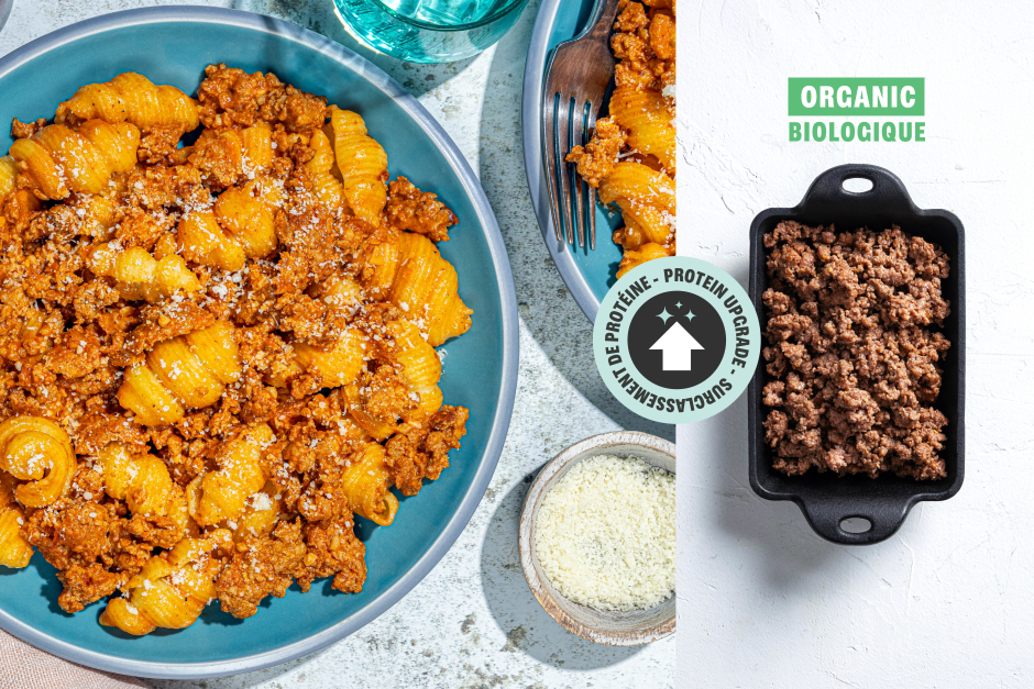 Surclassement de protéine | Conchiglies fraîches avec sauce rosée au bœuf haché BIO