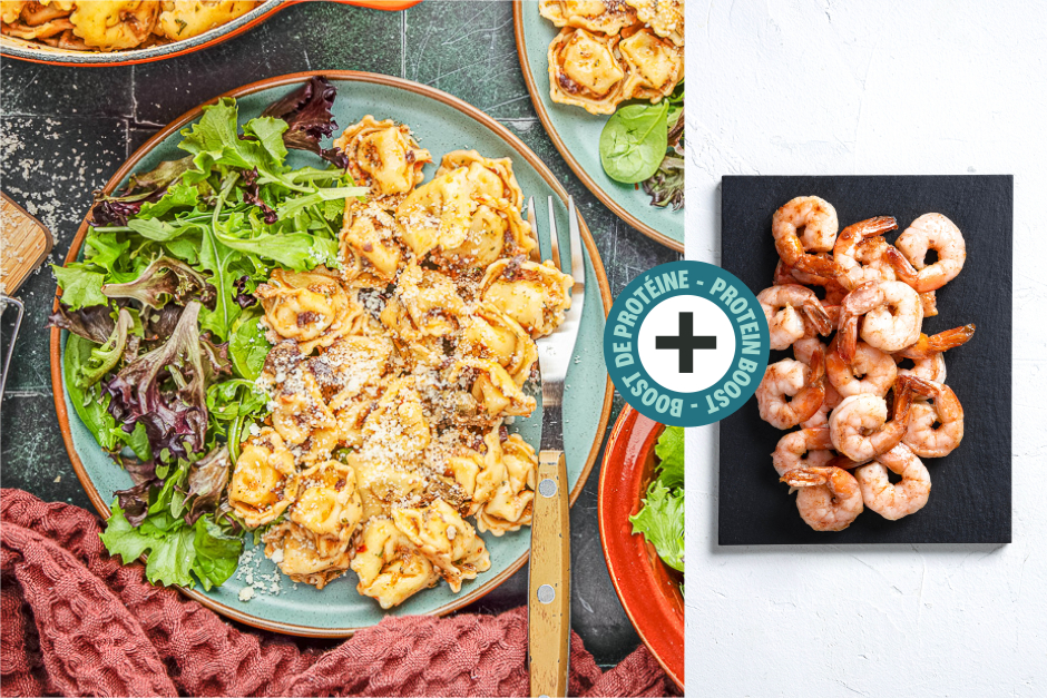 Protein Boost | Tortellini Puttanesca with Shrimp