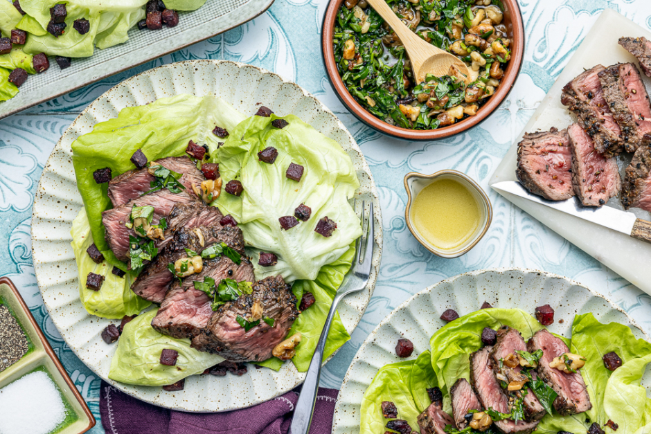 Steak Tagliata with Walnut-Parsley Salsa