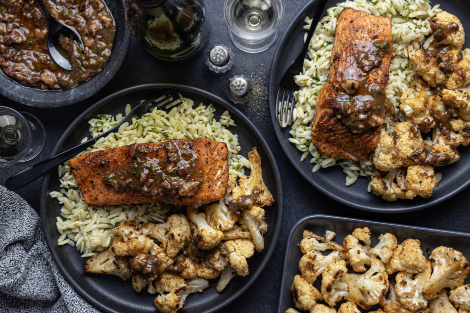 Steelhead Trout with Walnut-Olive Vinaigrette