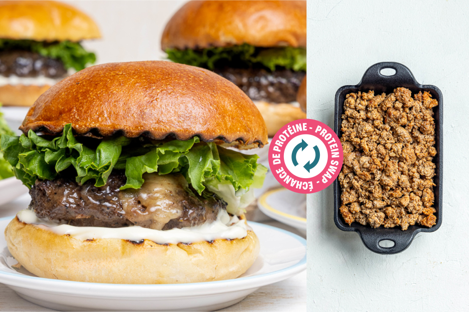 Échange de protéine | Burgers de chorizo farcis au fromage suisse sur le barbecue
