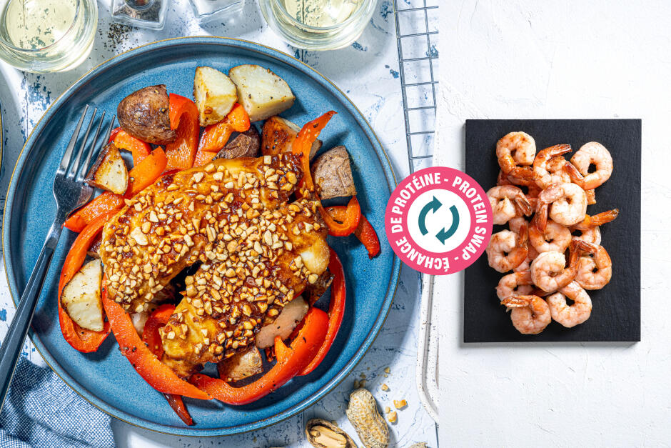 Protein Swap | Miso Butter Shrimp Traybake