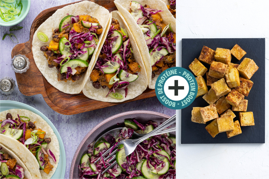 Protein Boost | Speedy Tofu, Black Bean & Butternut Squash Tacos