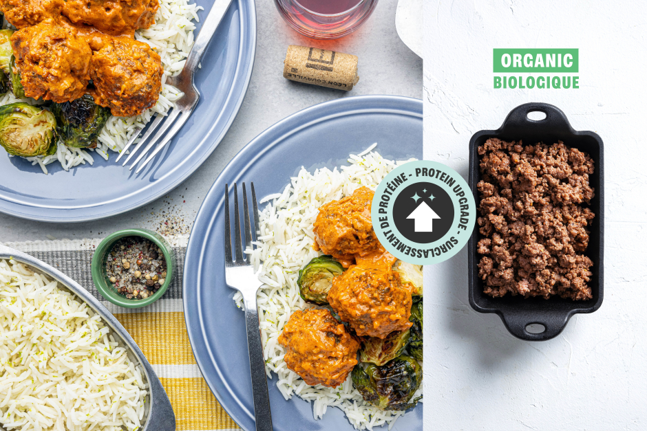 Surclassement de protéine | Boulettes de bœuf BIO tikka masala