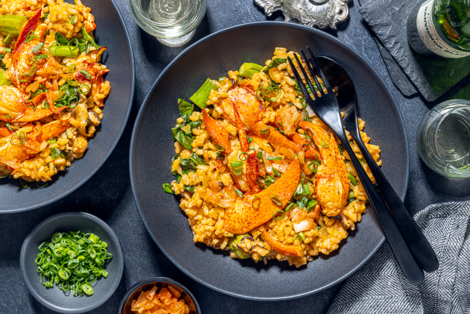 Homard piquant et risotto coréen au kimchi