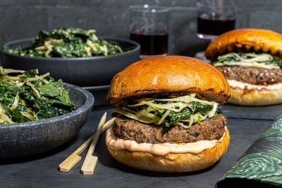 Burgers de bœuf Wagyu grillés