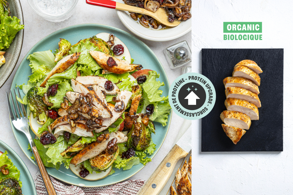 Surclassement de protéine | Salade de l'Action de grâce au poulet BIO et aux choux de Bruxelles