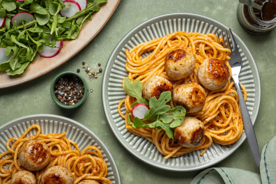Spaghetti & Pork-Ricotta Meatballs