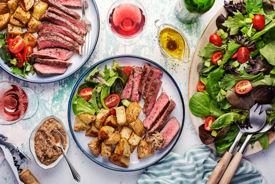 Spicy Steaks with Bloody Mary Salad