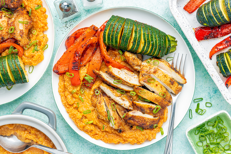 Slow Carb: Berbere-Spiced Chicken with Hasselback Zucchini