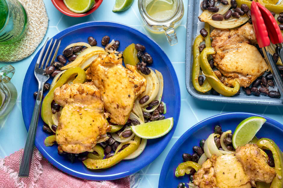 Fajitas au poulet sur plaque