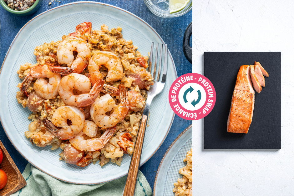 Protein Swap | Salmon-Topped Creamy Cauliflower ‘Risotto’