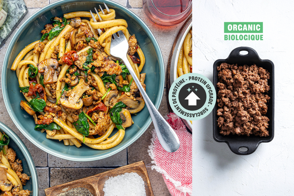 Protein Upgrade | Ground ORGANIC Beef Bucatini Primavera