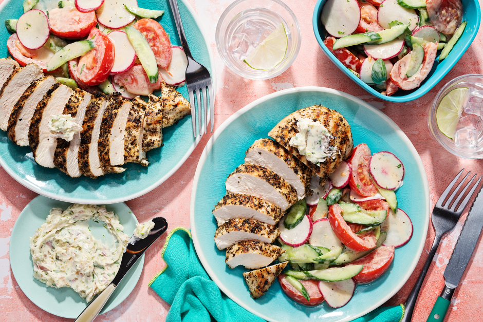 Grilled Chicken Breasts with Tarragon Butter