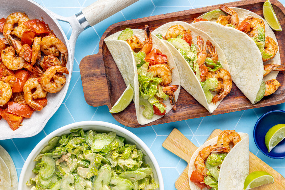 Quick One-Pan Broiled Shrimp & Tomato Tacos