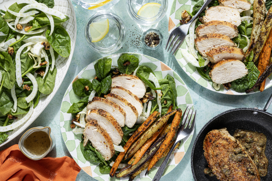 Paleo: Seared Chicken Breasts with Fennel-Walnut Salad