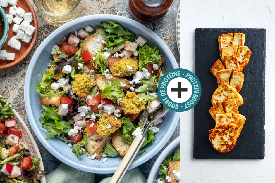 Protein Boost | Fattoush Salad with Halloumi, Falafel & Feta
