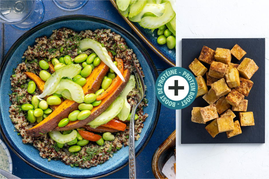 Boost de protéines | Bols de quinoa ‘déesse verte’ végétaliens avec tofu