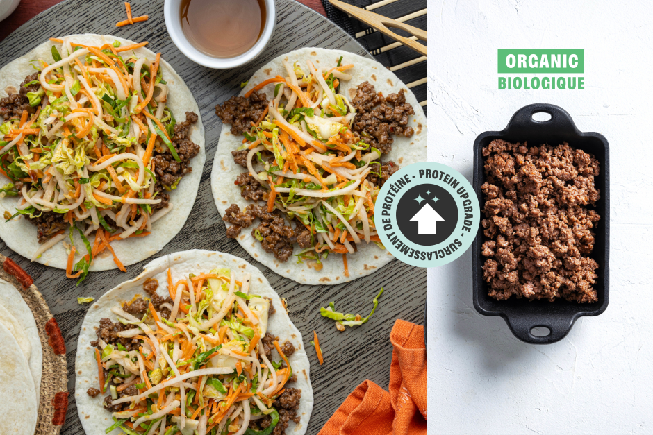 Surclassement de protéine | Tacos de bœuf haché BIO au hoisin rapides