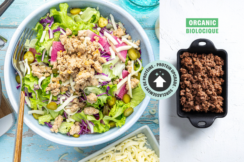 Protein Upgrade | ORGANIC Beef & Cheddar Cheeseburger Salad