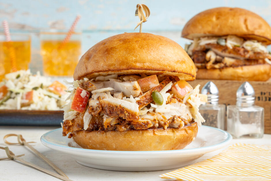 Mustard-BBQ Chicken Burgers