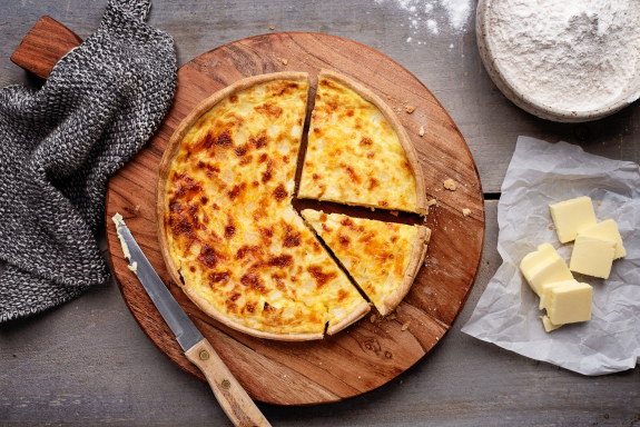 Butter Crusted Cheddar Quiche
