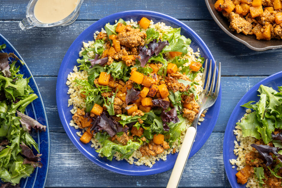 North African Chorizo & Butternut Bulgur Bowls