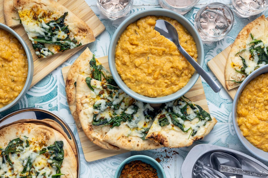 Cheesy Indian-Spiced Veggie Flatbreads