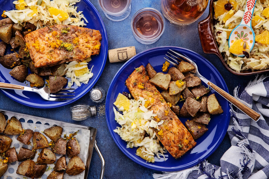 Protein Swap | Spicy Orange Jerk Shrimp Traybake