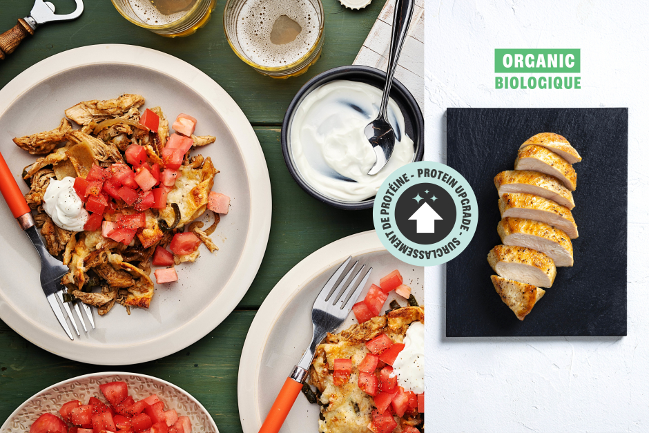 Surclassement de protéine |  Poêlée d’enchiladas fromagée au poitrines de poulet BIO