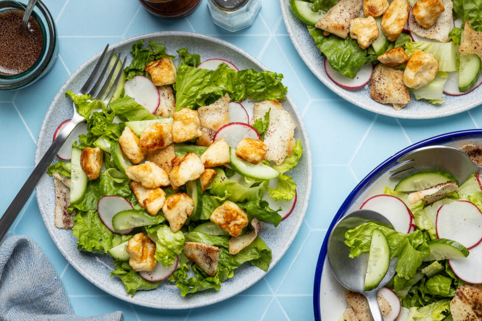 Torn Halloumi Fattoush Salad