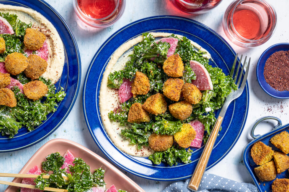Crumbled Falafel & Watermelon Radish Salad