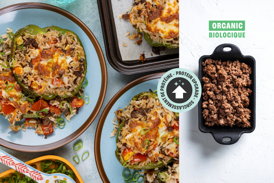 Protein Upgrade | Cheesy Mexican-Style ORGANIC Beef Stuffed Peppers