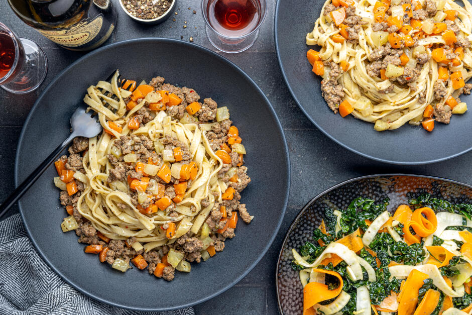 Bolognaise blanche au bison avec linguines frais