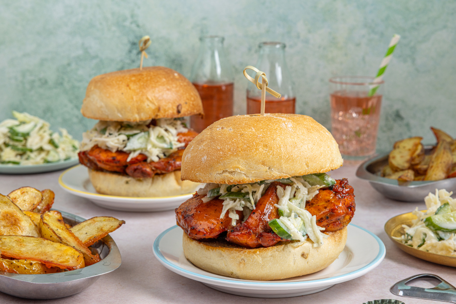 One-Pan Spicy Tandoori Chicken Thigh Burgers