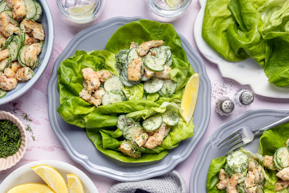 Swedish-Style Shrimp Salad Lettuce Cups