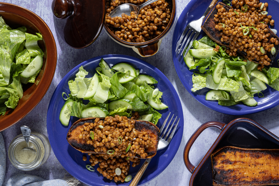 Vegan Sloppy Joe Lentil Loaded Sweet Potatoes