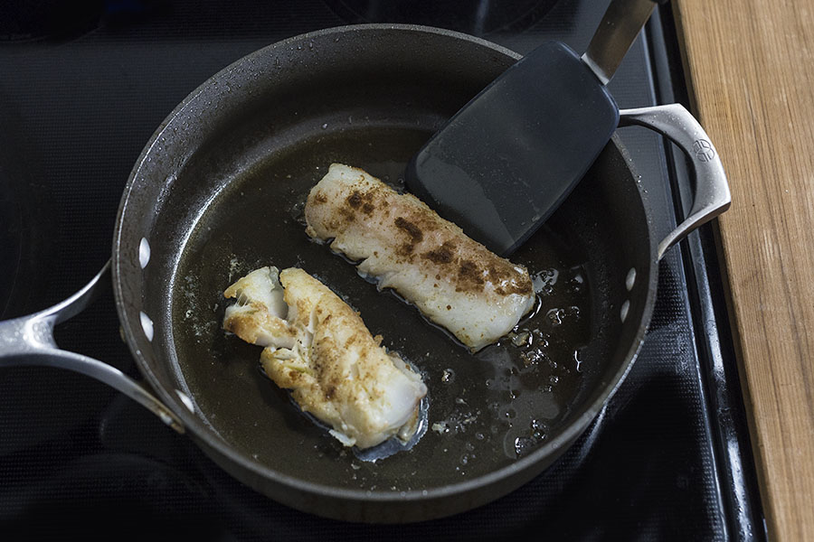 Haddock with Lemony Quinoa Sautéed Swiss Chard and Olives