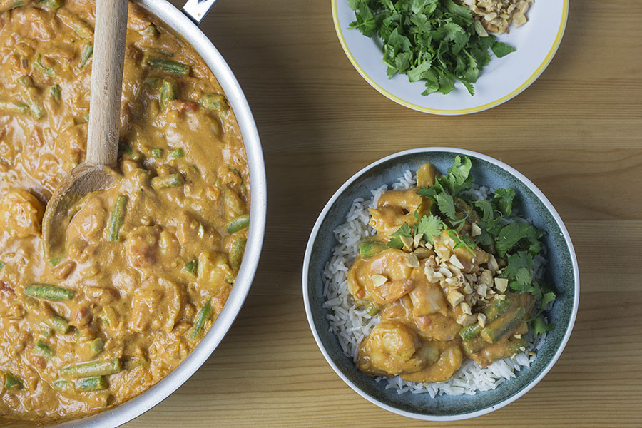 Shrimp & Cashew Korma - with Green Beans & Basmati Rice