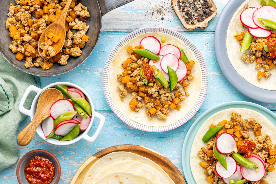 Quick Ground Pork & Butternut Squash Tacos