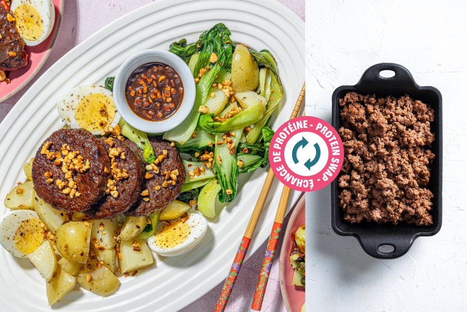 Échange de protéine | Bols de gado gado indonésien avec bœuf