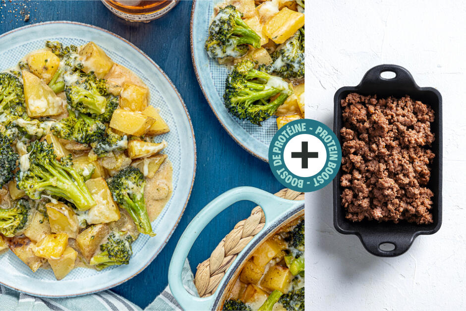 Protein Boost | Cheesy Beef, Potato & Broccoli Casserole