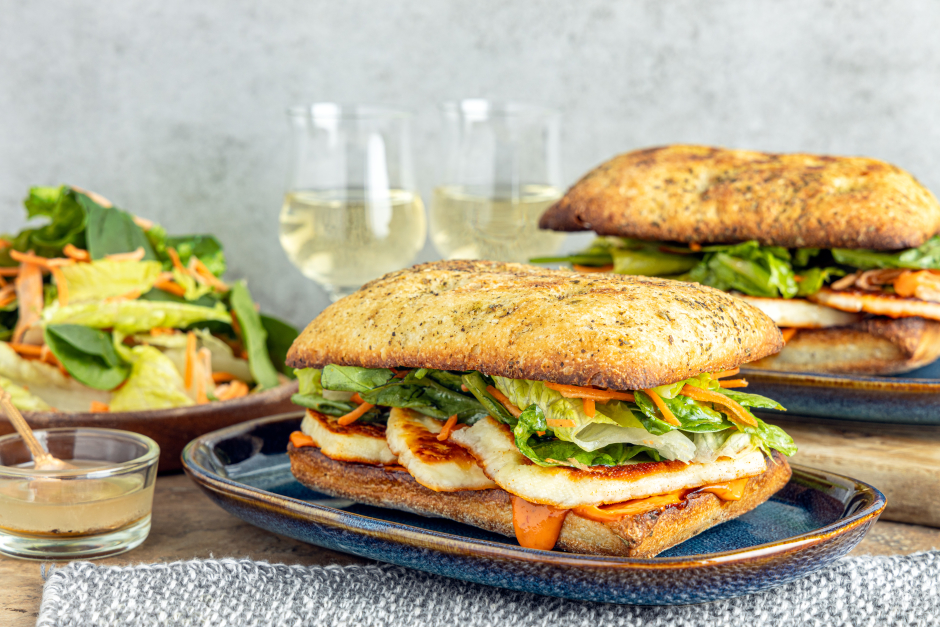 Seared Halloumi Sandwich with Spicy Sambal Mayo