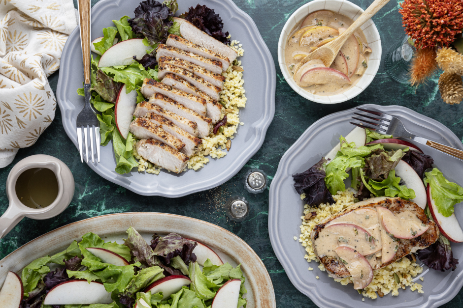 Thanksgiving-Style Pork Chops with Apple-Sage Sauce