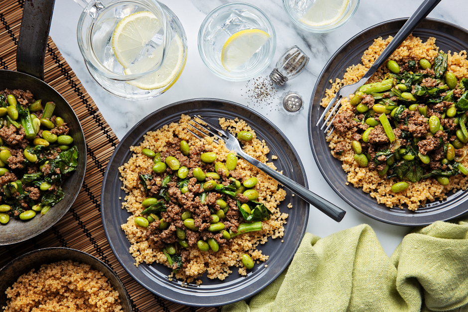 Carb-Wise: Ground Beef & Edamame Stir-Fry