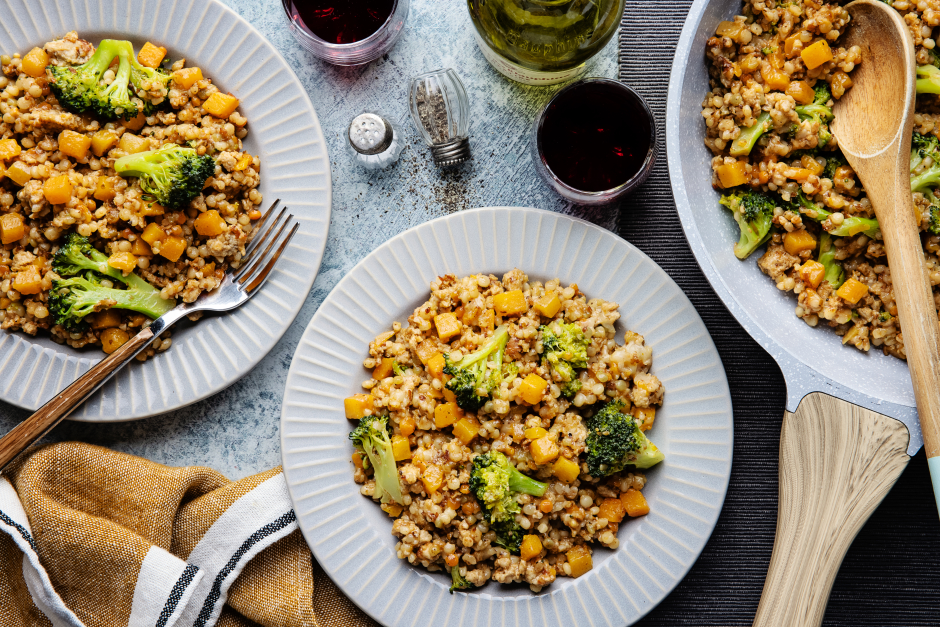 One-Pan Ground Pork & Pearl Couscous Skillet