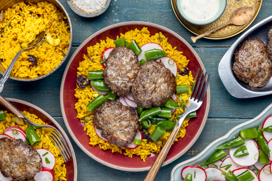 Lamb Kofta over Jewelled Rice