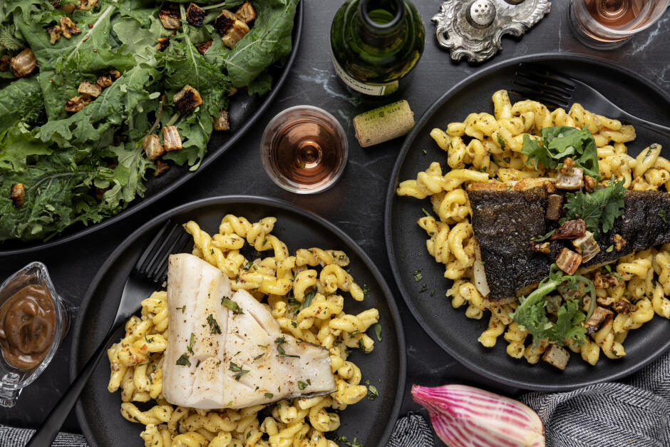 Black Cod over Creamy Tarragon Pasta