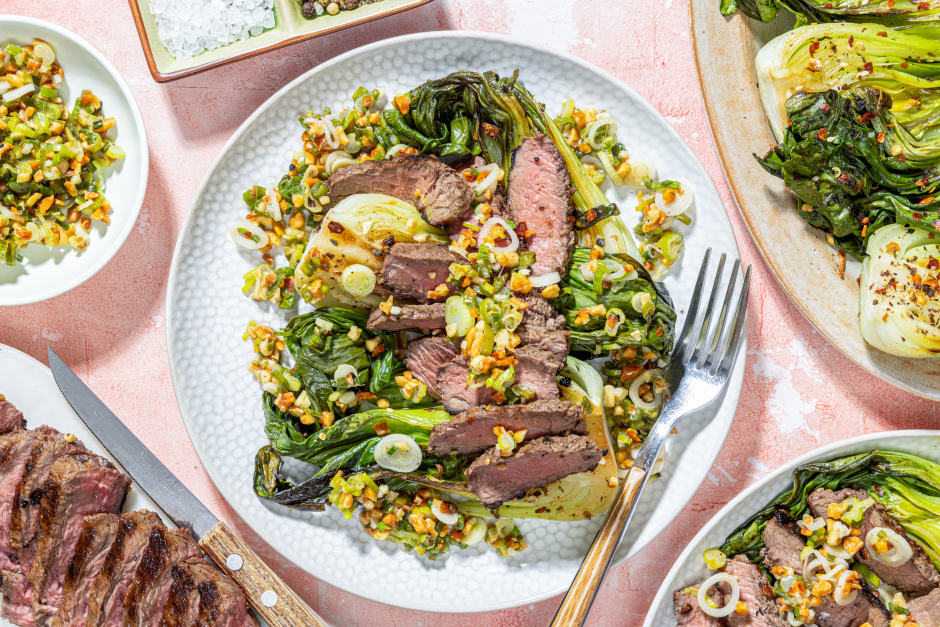 Spicy Japanese Steaks with Scallion-Peanut Salsa
