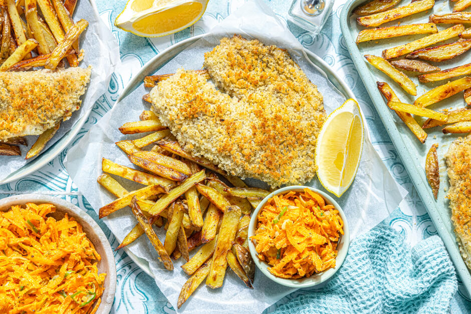 Golden Sheet Pan Fish & Chips